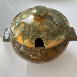 - Green and Brown vintage lidded soup terren by Beauceware,Canada